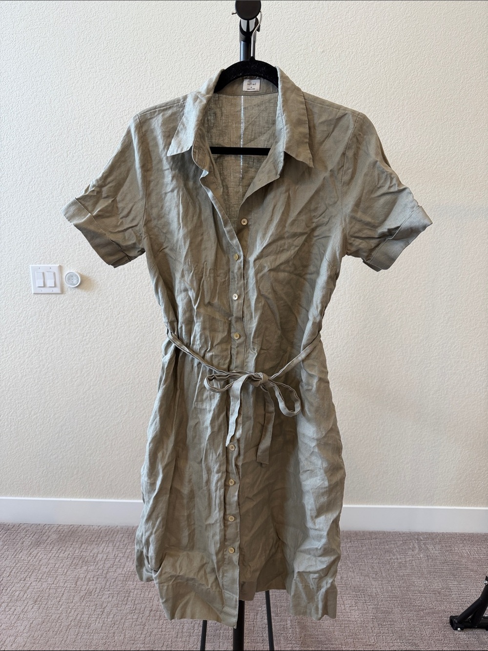 Wilfred Olive Green Button-Front Shirt Dress